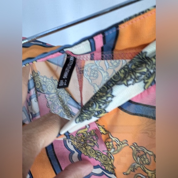 Pretty Little Thing Pink Scarf Print Beach Flared Pants - Picture 5 of 5